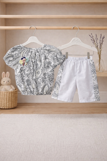 Cotton Frocks and Cotton lawn Stylish Striped Top with Matching Shorts And Bow (16)