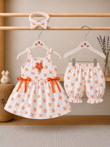 Cotton lawn Stylish Striped Top with Matching Shorts And Bow Hair Band (7)