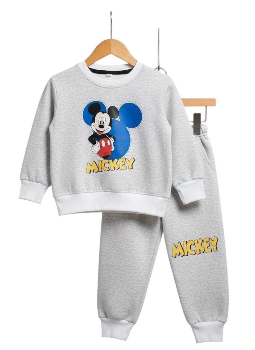 Kids Grey “Mickey” Mouse Tracksuit- Fleece Fabric