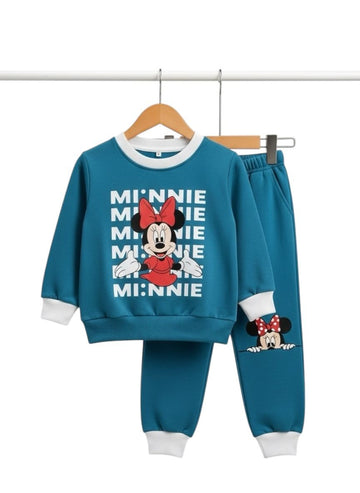 Minnie Mouse Repeat Logo Kids Tracksuit – Sweatshirt & Trouser- Fleece Fabric