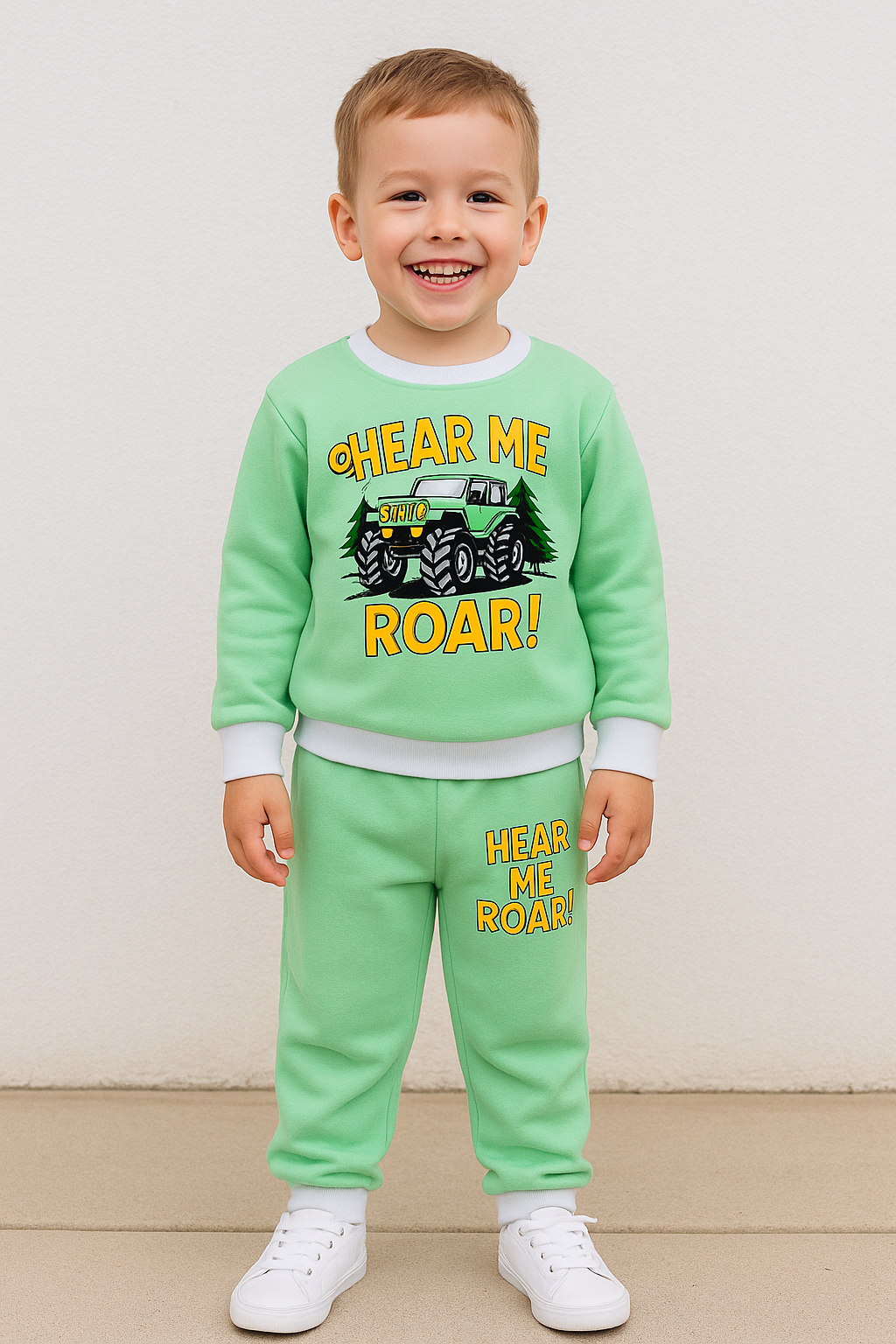 "Hear Me Roar" Printed Sweatshirt & Trouser Set – Winter Suit