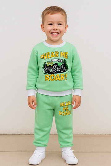 "Hear Me Roar" Printed Sweatshirt & Trouser Set – Winter Suit