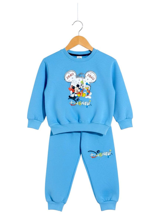 Disney Mickey & Friends Kids Tracksuit Set – Sky Blue Sweatshirt & Trouser- Fleece Fabric