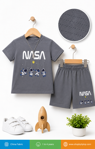 Boys NASA Astronaut Print Summer Set | Premium China Fabric | Soft & Breathable