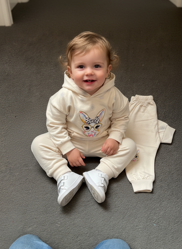 French Terry Girls Suit Rabbit - Light Peach