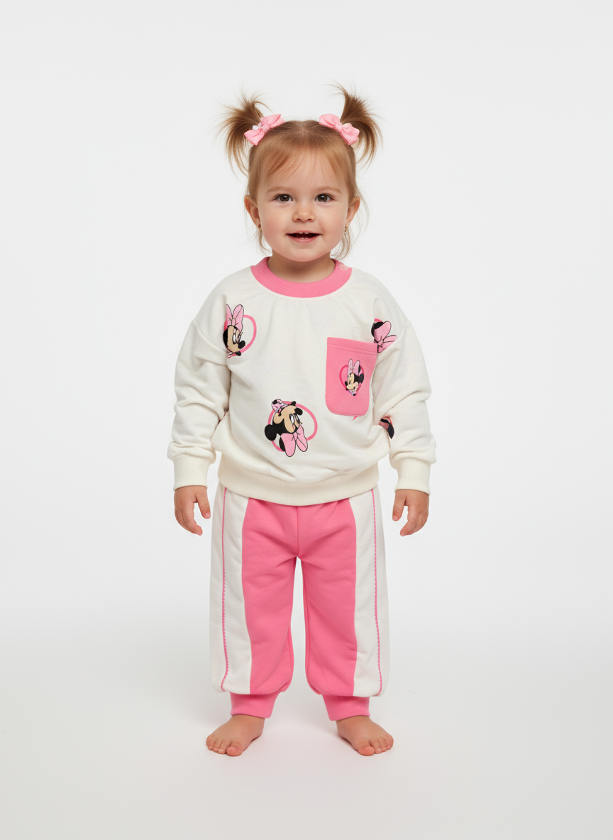 French Terry Girls Suit Pink Minnie