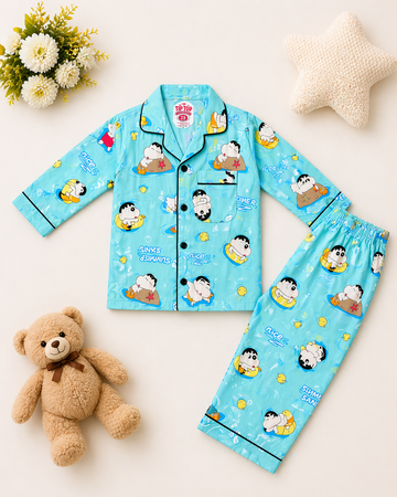 Aqua Cartoon Fun Kids Night Suit Set