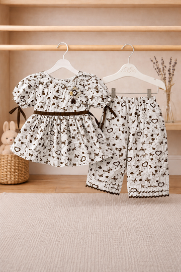 Cotton lawn Stylish Frock Striped Top with Matching Shorts