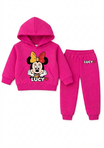 Kids' LUCY Graphic 2-Piece Fleece Hoodie Set – Pink
