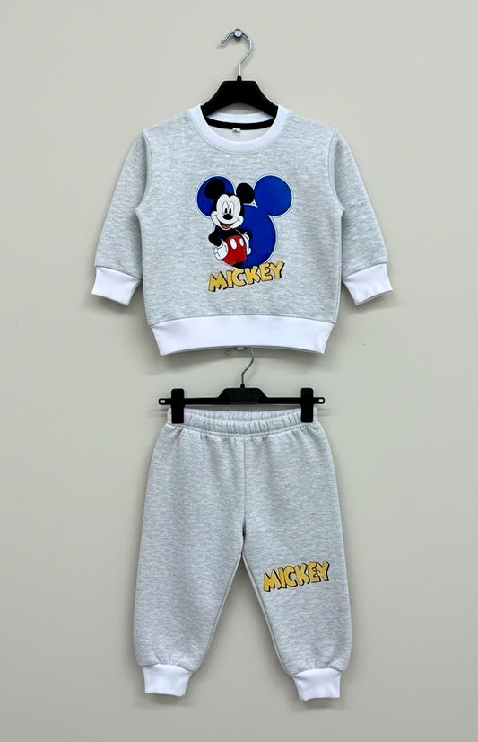Kids Grey “Mickey” Mouse Tracksuit- Fleece Fabric