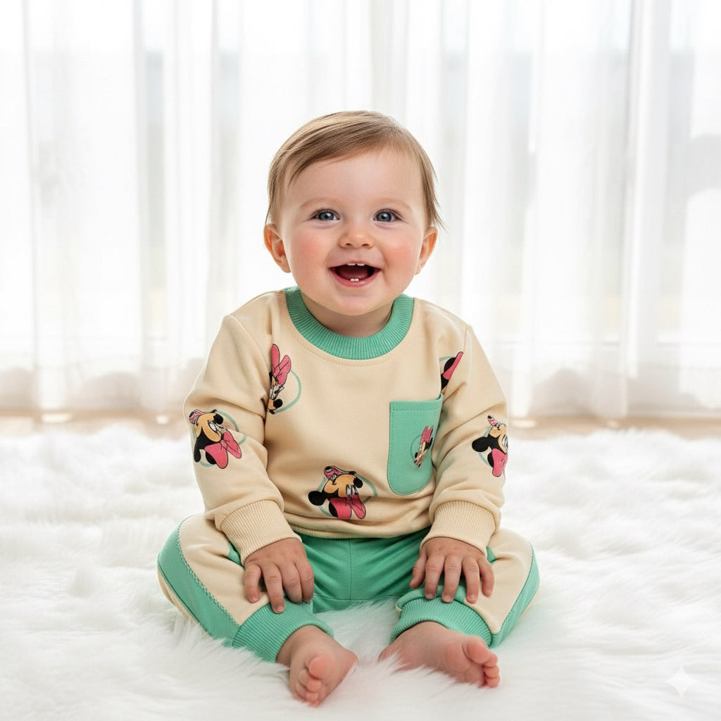 French Terry Girls Suit Sea Green Minnie