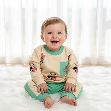 French Terry Girls Suit Sea Green Minnie