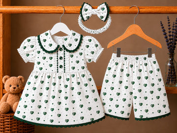 14 August Crescent Star Top, Shorts & Headband Set for Baby Girls