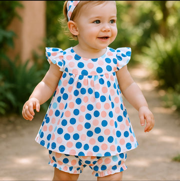Multi Polka Colours With Shorts and Hairband