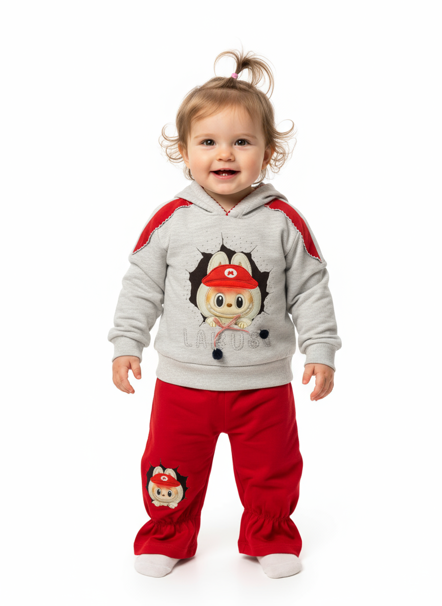French Terry Girls Suit Red Lubabo