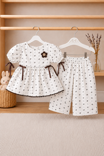 Cotton lawn Stylish Frock Striped Top with Matching palazo