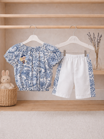 Cotton lawn Stylish Striped Top with Matching Shorts