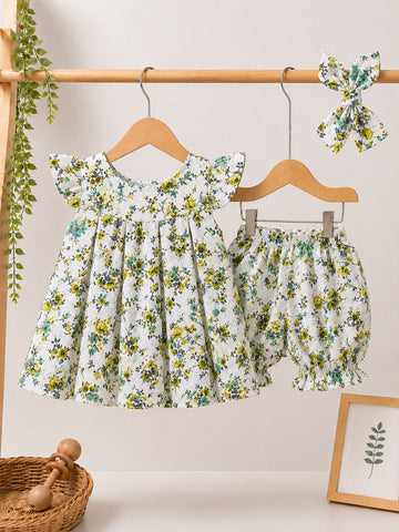 Meadow Floral Dress Set with Matching Headband