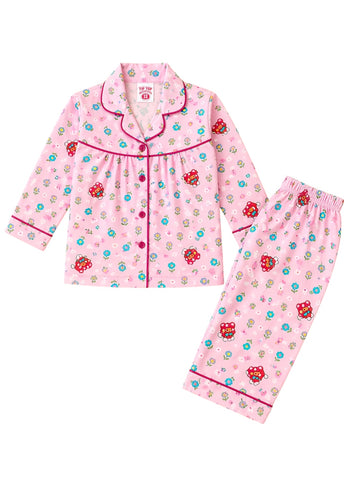 Pink Bear With Flowers Play Kids Night Suit Set
