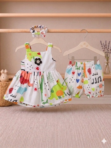 Cotton lawn Stylish Striped Top with Matching Shorts And Bow Hair Band (7)