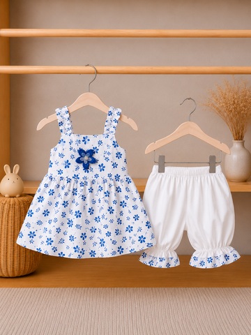 Cotton lawn Stylish Frock Striped Top with Matching Shorts