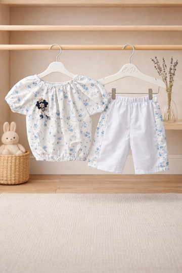 Cotton lawn Stylish Frock Top with Matching Shorts And Bow (3)