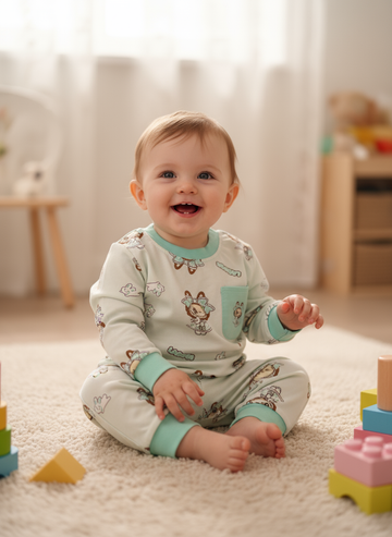 French Terry Girls Suit Lubabo - Sea Green Color