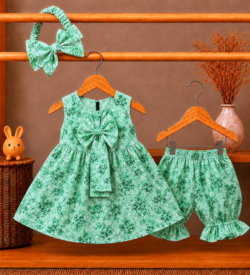 Lawn Fabric Vintage Rose Baby Dress, Bloomers & Headband Set – Pink