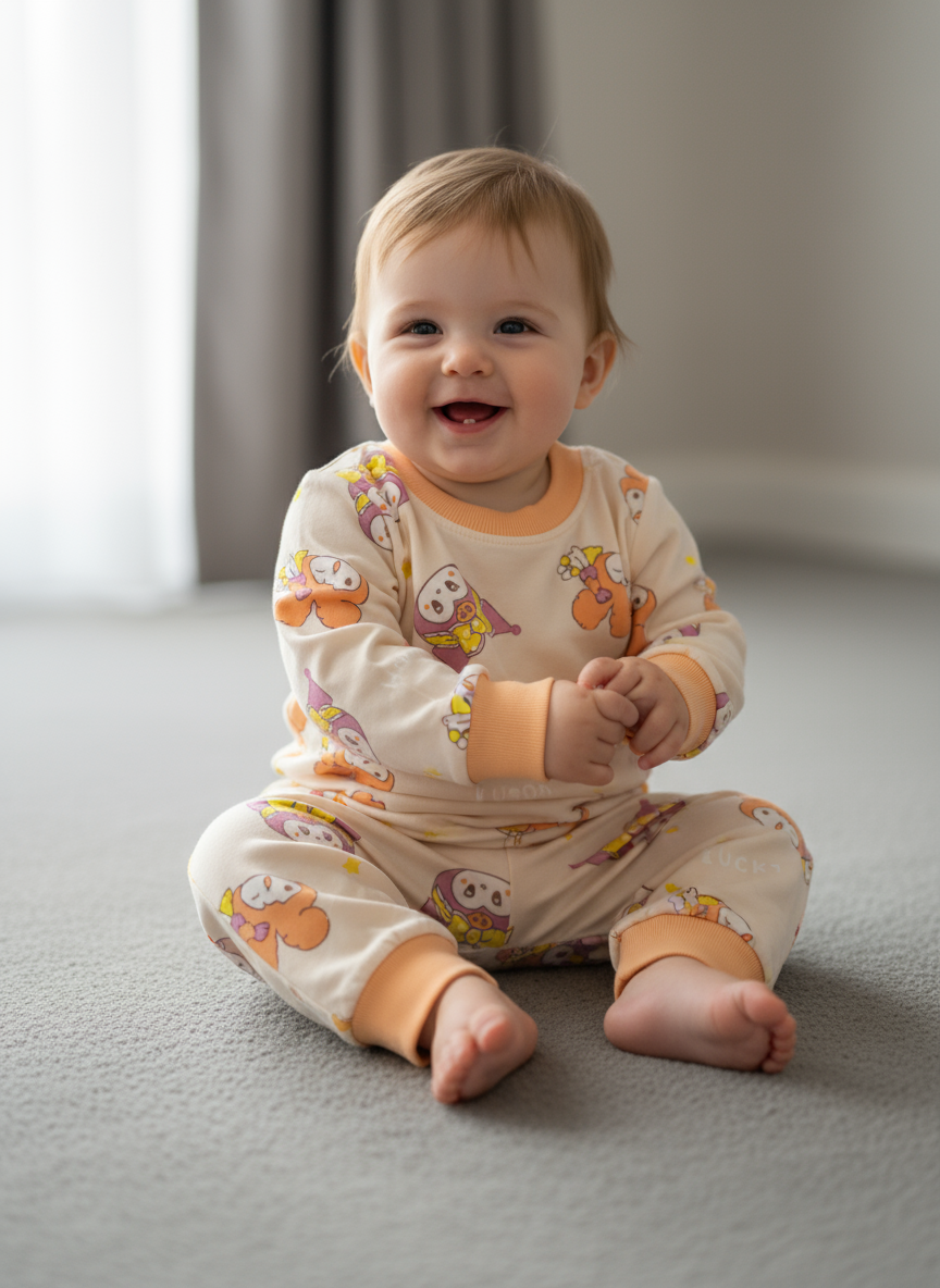 French Terry Girls Suit Lucky Doll- Light Peach