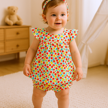 Cotton Lawn Baby Frocks with hair Band And shorts