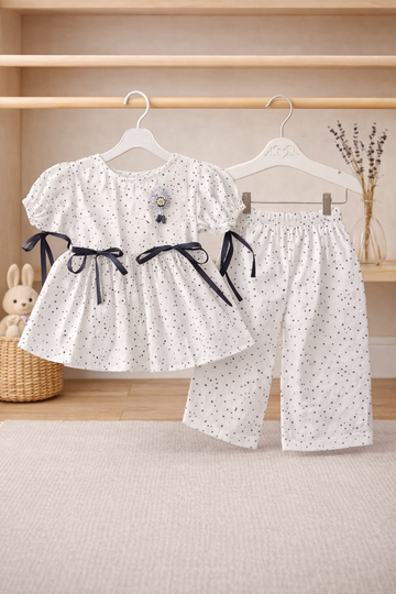 Cotton lawn Stylish Frock Striped Top with Matching plazo And Bow (11)