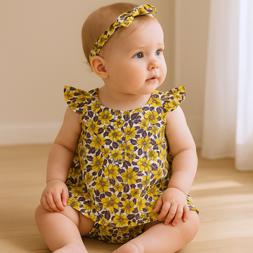 Cotton Baby Frocks with hair Band And shorts