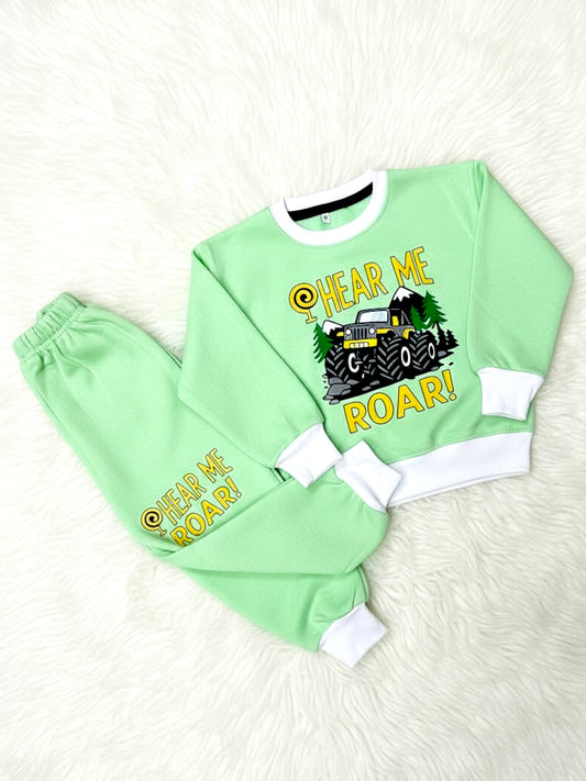 "Hear Me Roar" Printed Sweatshirt & Trouser Set – Winter Suit