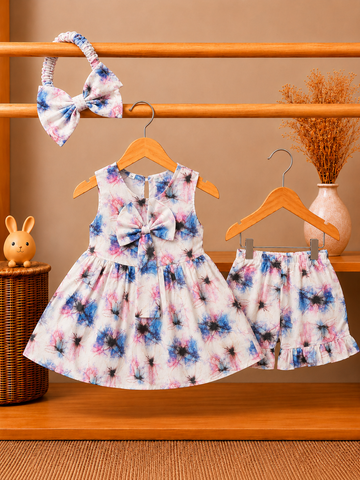 Lawn Sweet Baby Girl Dress & Ruffle Bloomers Set with Headband