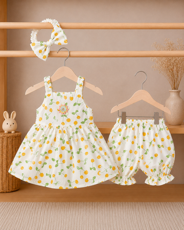 Cotton lawn Stylish Striped Top with Matching Shorts And Bow Hair Band