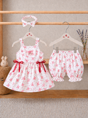 Cotton lawn Stylish Butterfly Top with Matching Shorts And Bow Hair Band