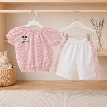 Cotton lawn Stylish Striped Top with Matching Shorts