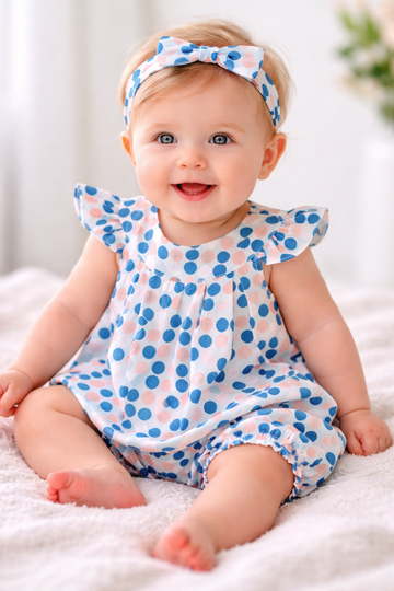 Multi Polka Colours With Shorts and Hairband