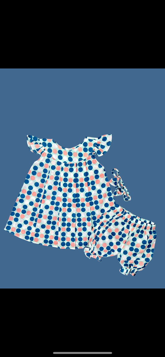 Multi Polka Colours With Shorts and Hairband