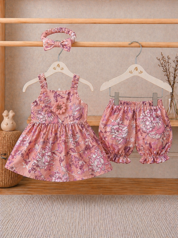 Cotton lawn Stylish Striped Top with Matching Shorts And Bow Hair Band