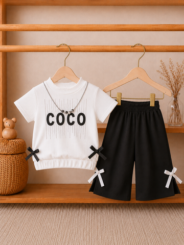 🌼 “COCO” Fancy Girls 2 Piece Top With Flapper Summer Set With Locket 🌼