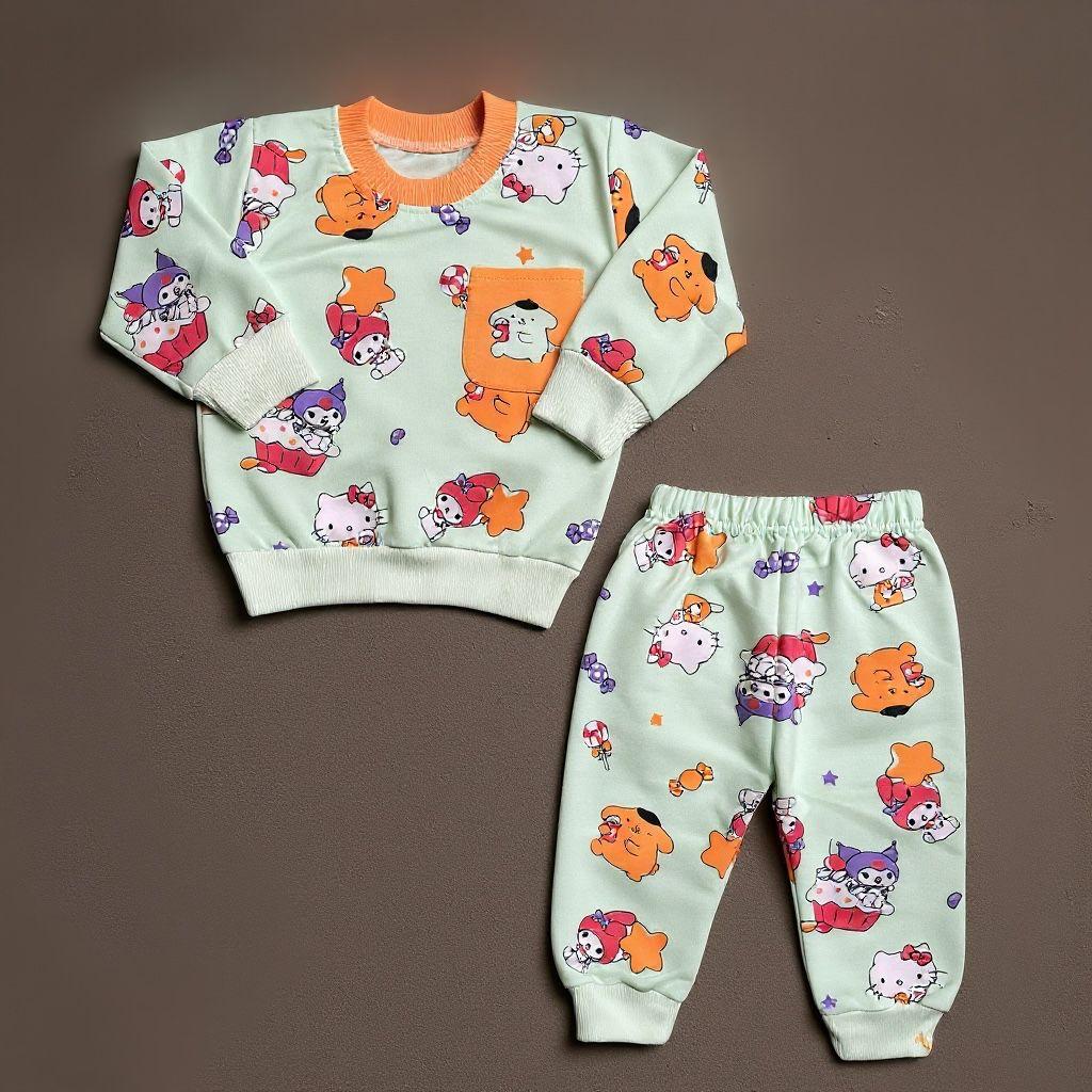 French Terry Girls Suit Orange Rib