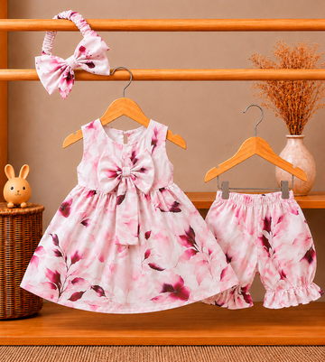 Lawn Sweet Baby Girl Dress & Ruffle Bloomers Set with Headband
