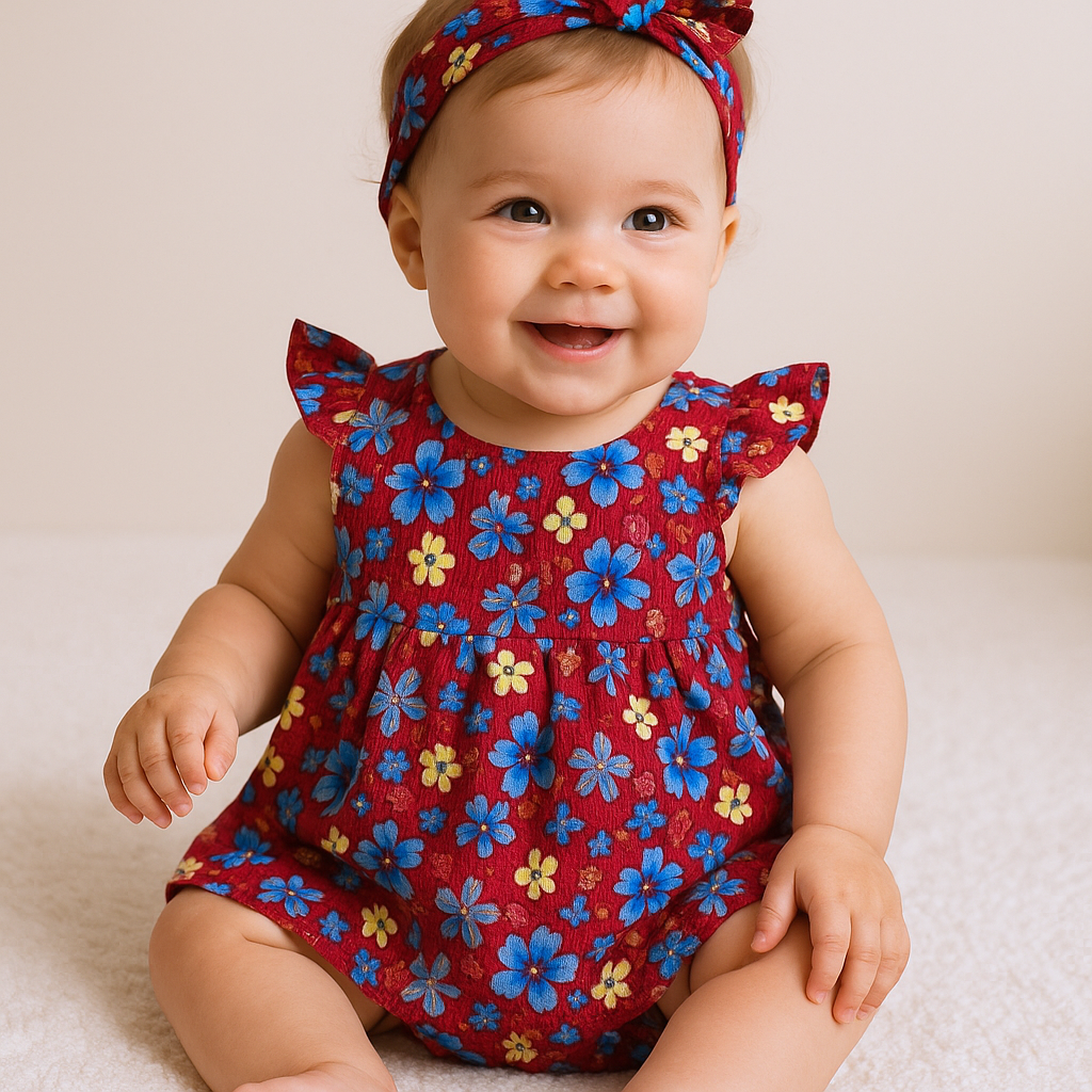 Cotton Baby Frocks with hair Band And shorts