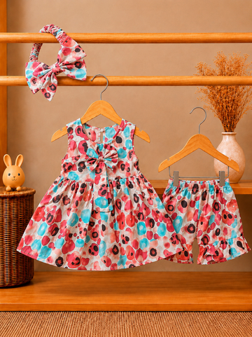 Lawn Sweet Baby Girl Dress & Ruffle Bloomers Set with Headband