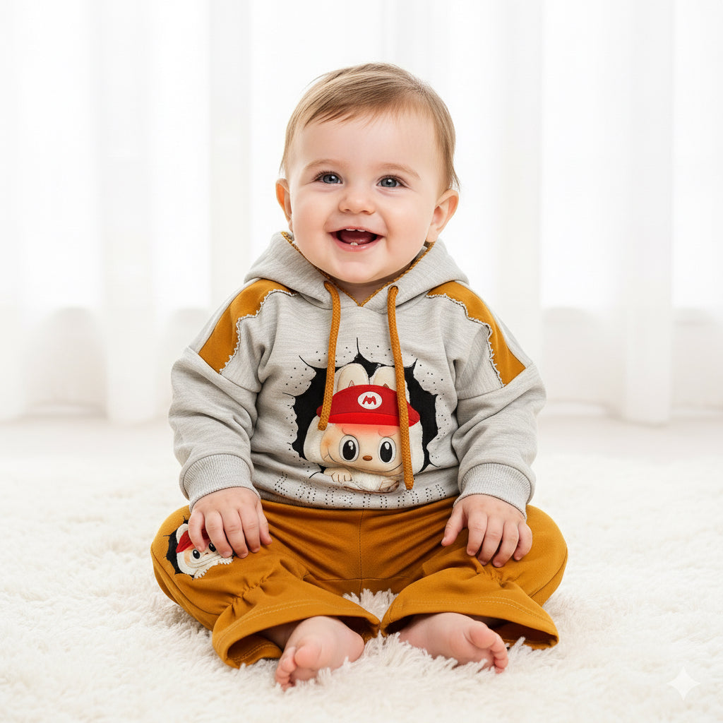 French Terry Girls Suit Brown Lubabo