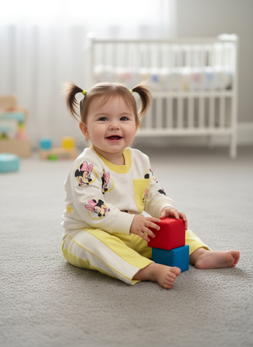 French Terry Girls Suit Yellow Minnie