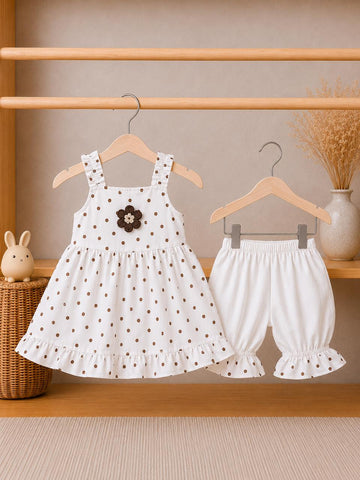 Little Daisy White Dress & Bloomers Co-Ord Set