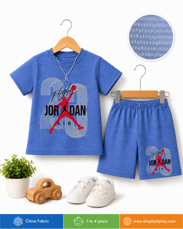 Kids Air Basketball Print Summer Co-ord Set – Blue
