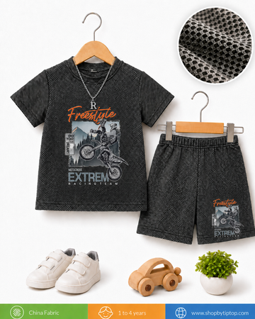 Toddler Boys Extreme Motocross T-Shirt & Shorts Set – Black